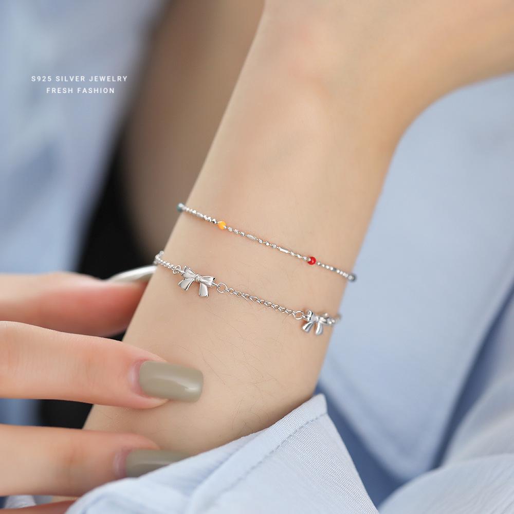 Korean Style S925 Sterling Silver Dopamine Color Minimalist Bracelet