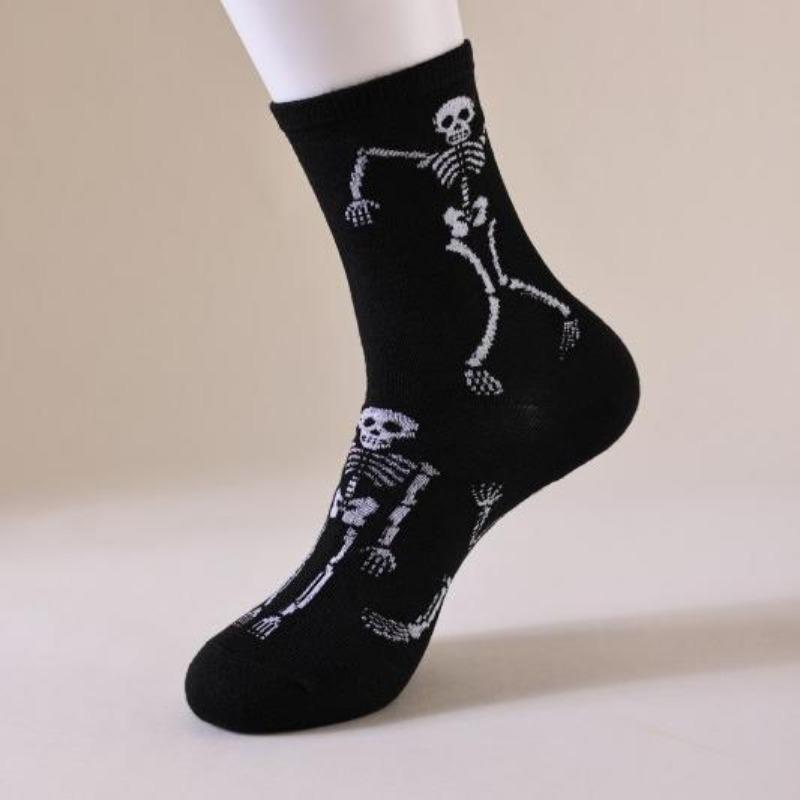 Men Spring and Autumn Breathable Halloween Atmosphere Feeling Skull Little Devil Long Socks