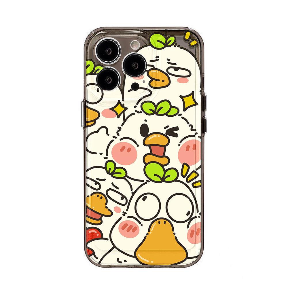 Full Screen Cute Little White Duck Suitable for iPhone17promax Apple 16 Mobile Phone Case 14/13 Transparent 15 All-inclusive X