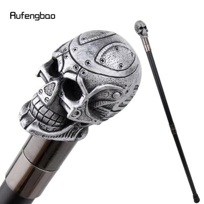 Silver Resin Skull Head Walking Cane Fashion Decorative Steel Walking Stick Gentleman Elegant Cosplay Cane Knob Crosier 92cm