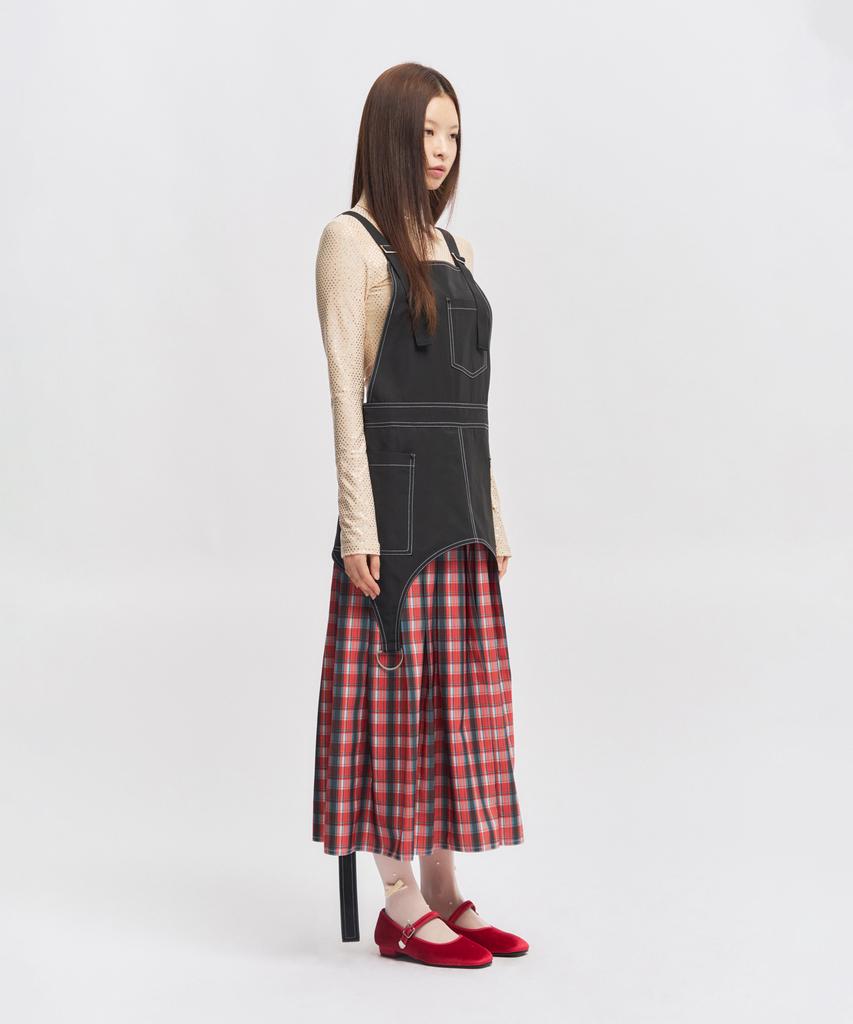Eipeuleonwei Scarlet Check Black Apron Dress