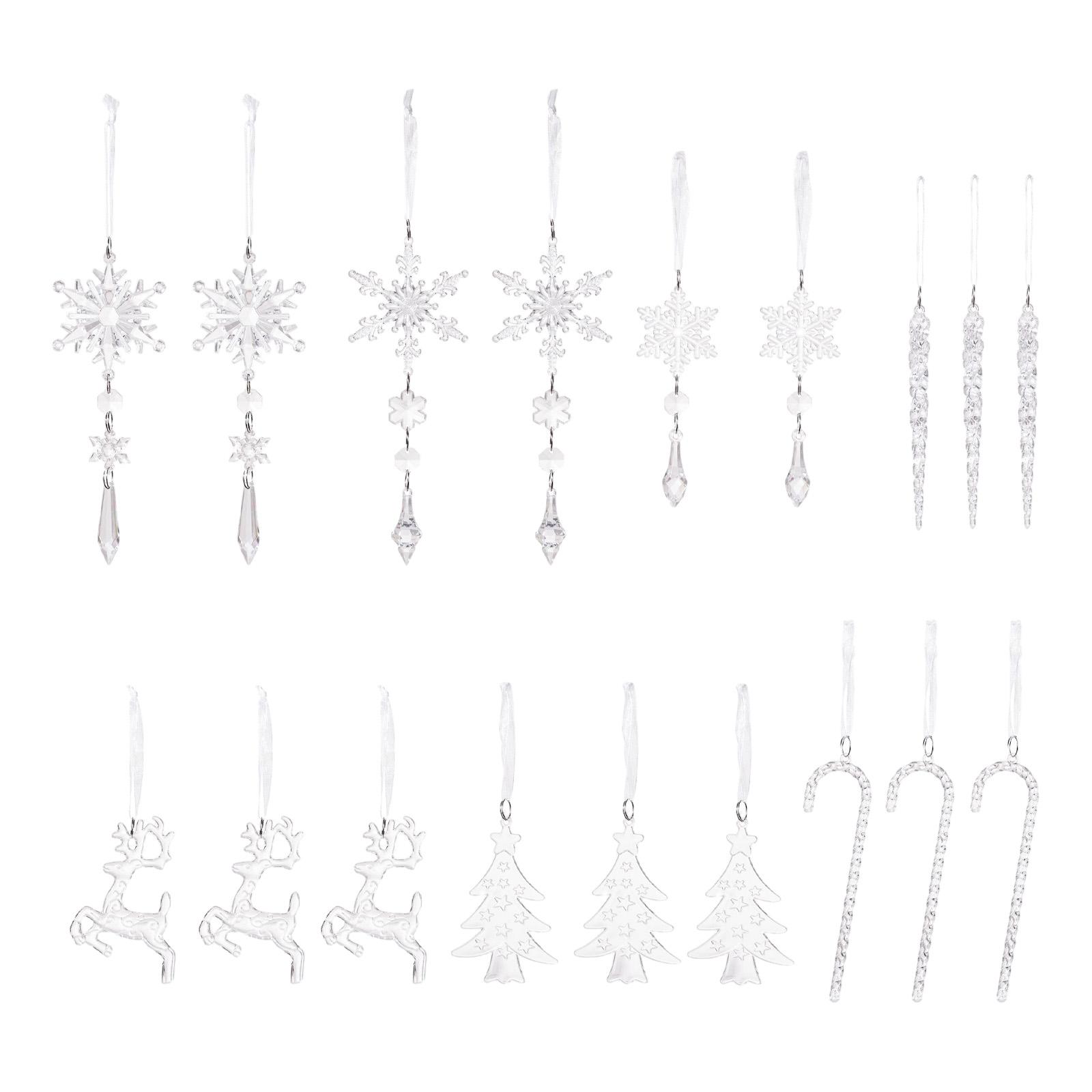 

18 шт. Рождественское украшение, подвеска-снежинка, сосулька, украшение для рождественской елки с подвеской-каплей для праздничного украшения