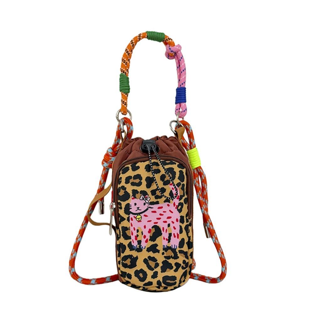 Cartoon Water Bottle Bag Dopamine Style Mobile Phone Pouch Thermal Mugs Carrier Bag Daily Use коричневый