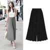 Damen-Hosen mit elastischer Taille, A-Linie, weites Bein, Culottes, schicke gerade Hosen, lockere Hosen, lässige Hosen mit hoher Taille, Bürokleidung