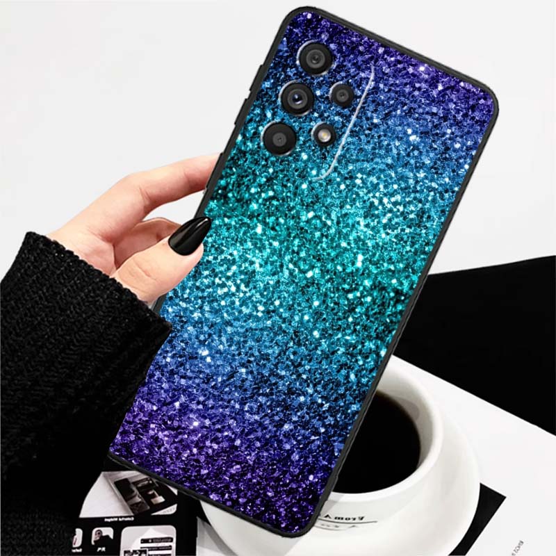 Shining creative patterns For Samsung A73 A72 A71 A55 A54 A53 A52 A51 A13 A22 A16 A15 A12 A14 A26 A07 5G Black Phone Case