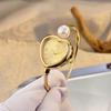 Montre Bracelet Ouverte Perle Imitation Quartz Rose Cœur Montre-Bracelet Femme