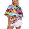 Women Loose Fit Polo Collar Shirt Casual Short Sleeve Top Soft Fabric Printed Blouse Relaxed Fit for Daily Wear Office School Travel