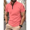 Men's Summer Casual Stand Up Collar Solid Color Short Sleeved Polo Shirt