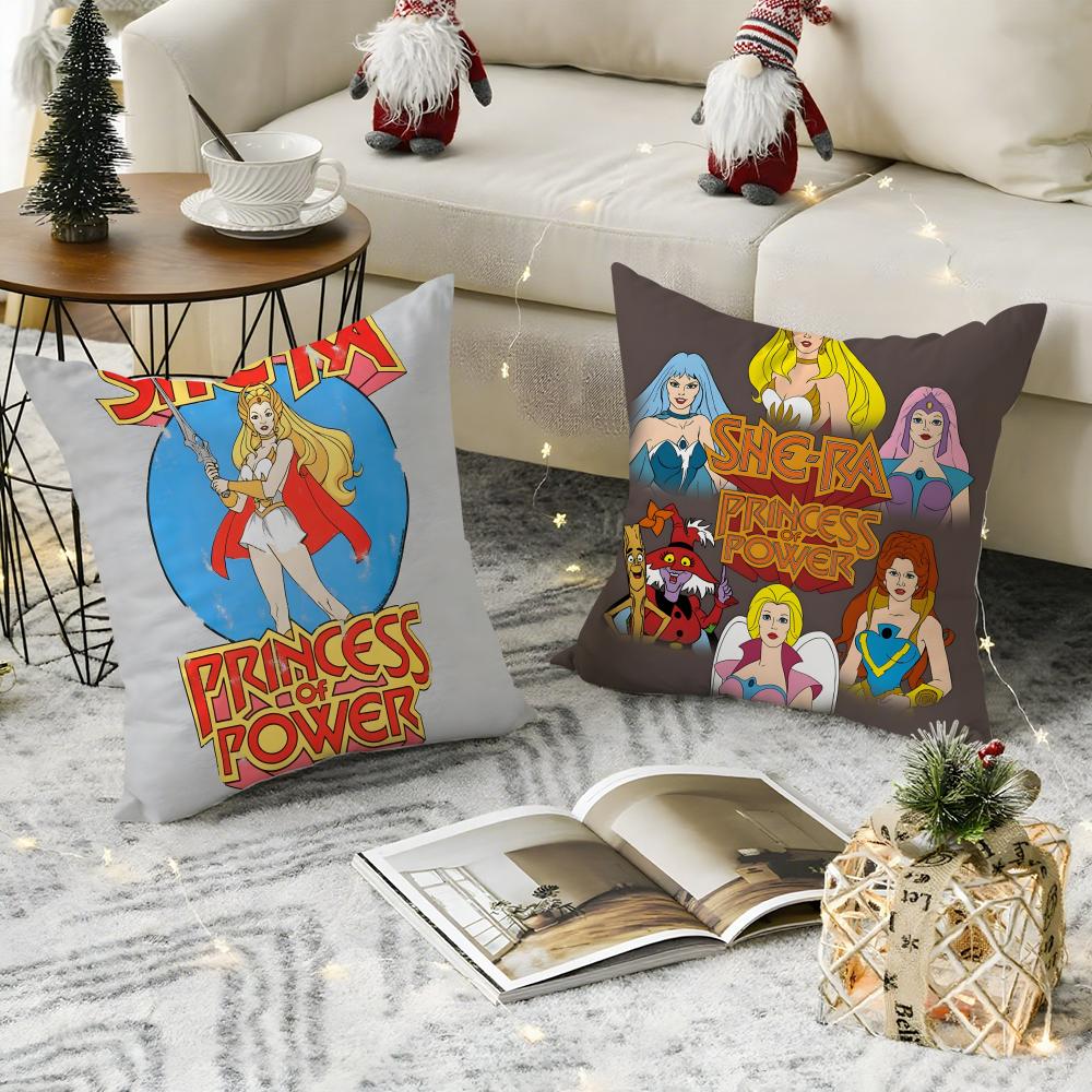 Cartoon S-She-Ra And The Princesses Of Powers Natural Linen Organic Fabric Double-Sided Printing Sofa Home Decor Pillow Case