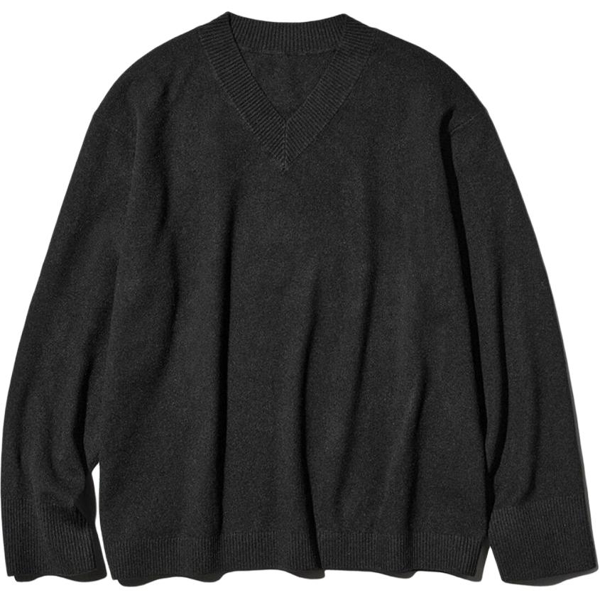 UNIQLO Loose V-Neck Pullover Solid Color Sweater Women sweater 486320-09