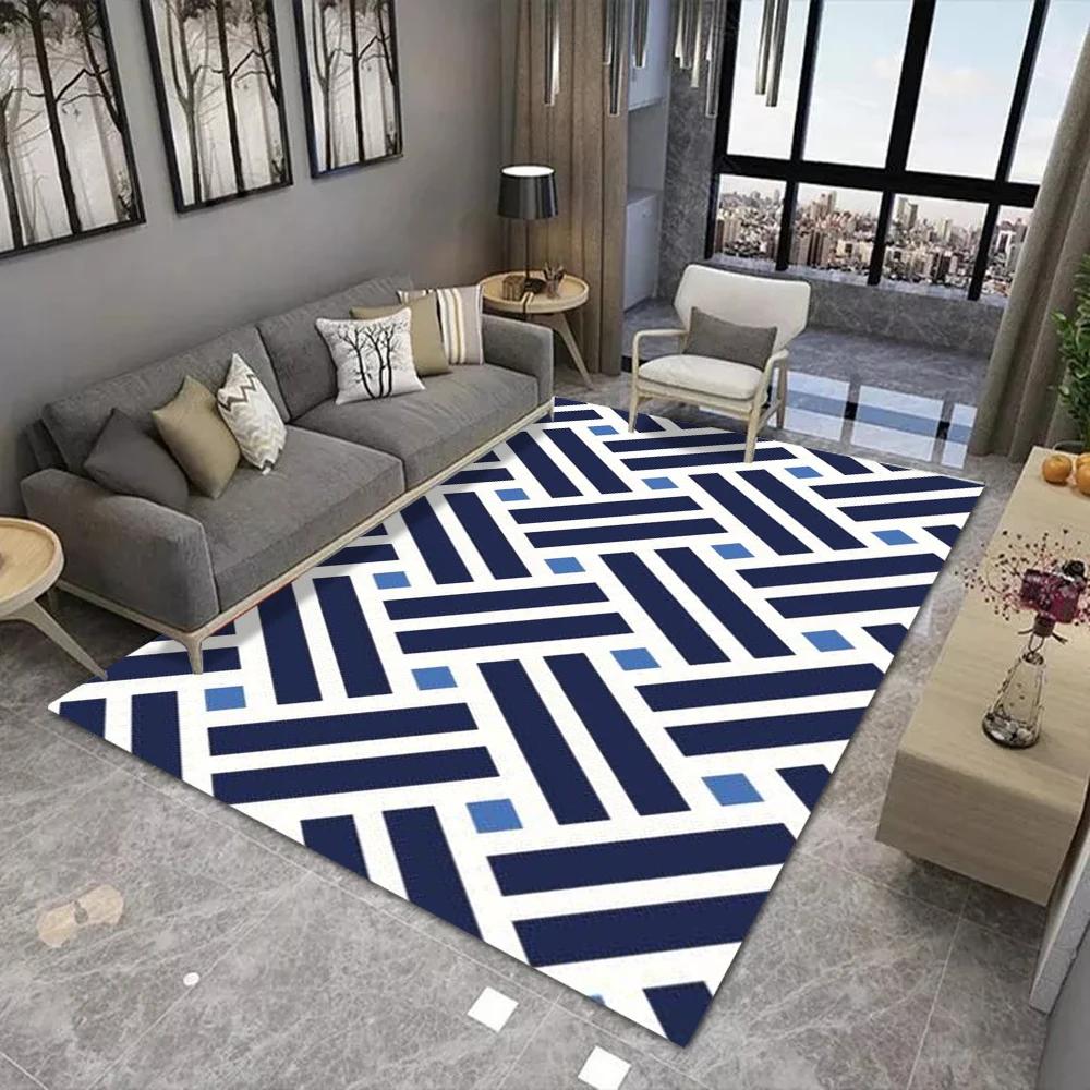Modern Stylish Carpet With Geometric Line Heart Argyle Tulip Patterns Various Styles Washable Rug For Living Room Decoration