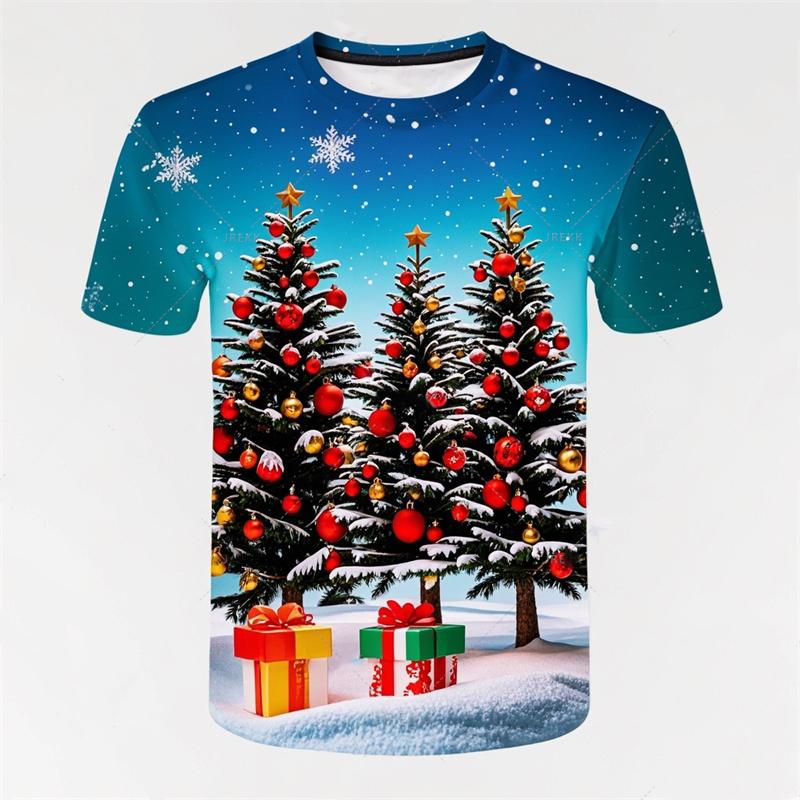 Merry Christmas Santa Claus 3D Print T-Shirts Men Women Oversized O-Neck Tees Short Sleeve T Shirt Harajuku Top Unisex Clothing