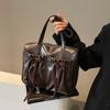 Commuter Vintage Underarm Bag Women's Bow Double Pocket Tote Bag Large Capacity Shoulder Bag
