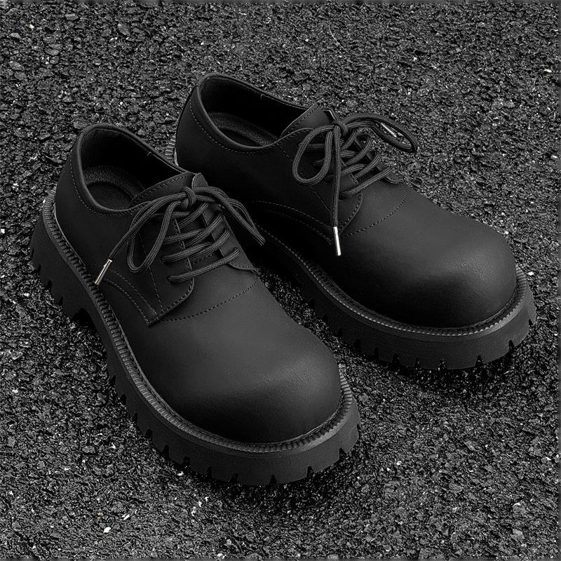 

Paris Mickey Derby shoes versatile casual leather shoes platform heightening black big head shoes men 10161-J 46 чёрный