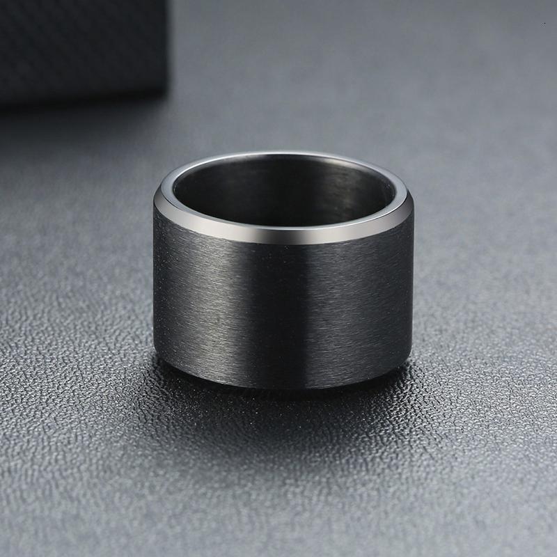 Ikuinen 15mm Chunky Men Band Black Stainless Steel Wide Bulky Man's Ring Punk Male Alliance Anel