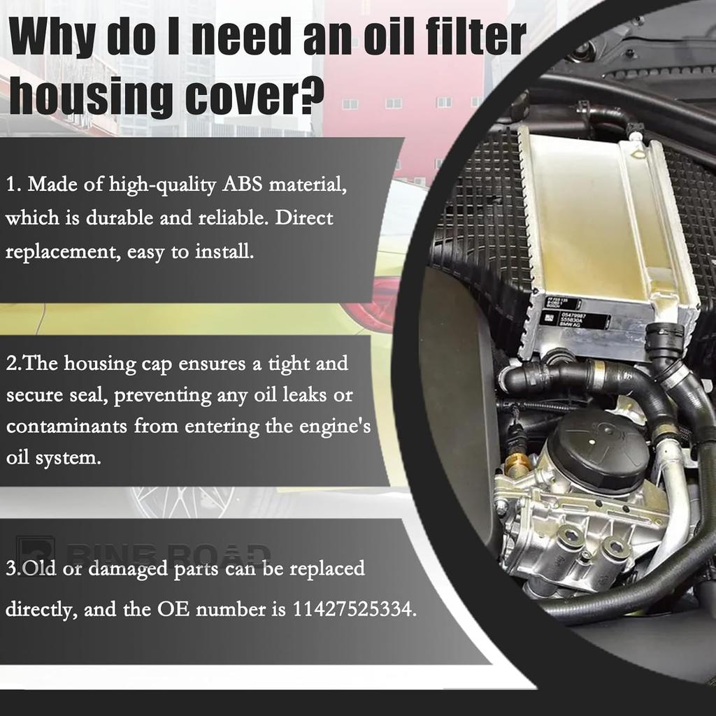 Ölfiltergehäusedeckel 11427525334 Kompatibel mit BMW E60 E90 E92 F10 E82 E83 E70 X1 X3 X4 X5 X6 Z4 335i 340i 420i 428i 435i 528i 535i 640i M3