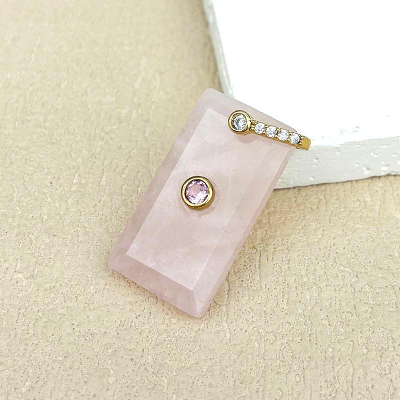 Natural White Crystal Rectangular Pendant Necklace Jewelry Accessories
