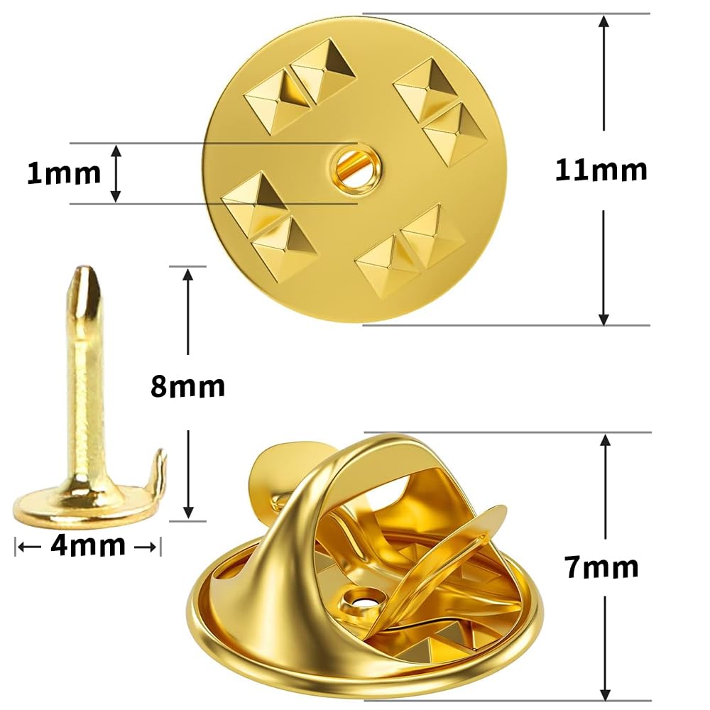 SANJAOYEE Pin Badge Clasp, Company Badge, 11mm Diameter, Butterfly Clutch, Set of 50 (Silver)