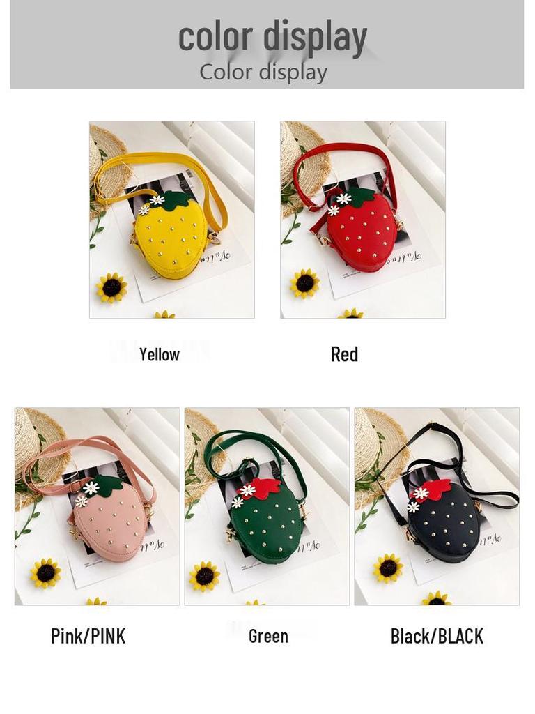 2025 Summer Korean-Style Girls' Crossbody Bag - Cute Strawberry Fashion Accessory for Little Girls