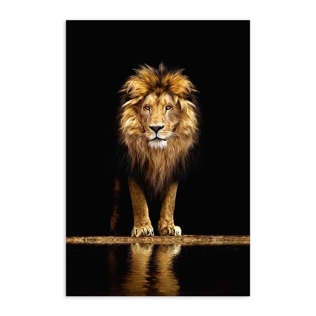 

Лев в темноте картина маслом холст настенное искусство животные плакаты и принты львы декоративные картины Декор для гостиной росписи 20x30cm