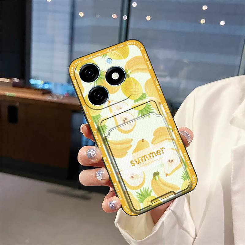 Card Slot Cartoon Phone Case For Tecno Spark20/KJ5 Cute Protective Soft Case Anti-knock Graffiti Fashion Design TPU
