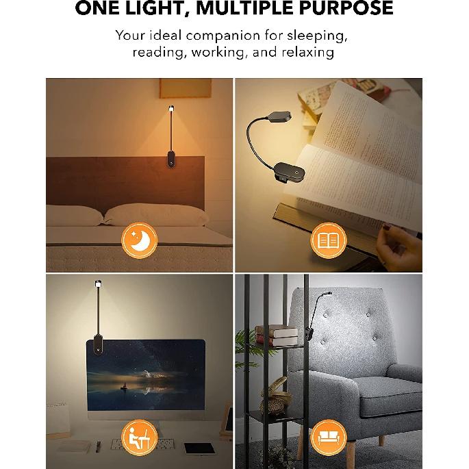 Touchable Control Soft Warm Light Temperature 2000K 3000K 4000K 5000K Eye Friendly Adjustable USB Rechargeable LED Reading