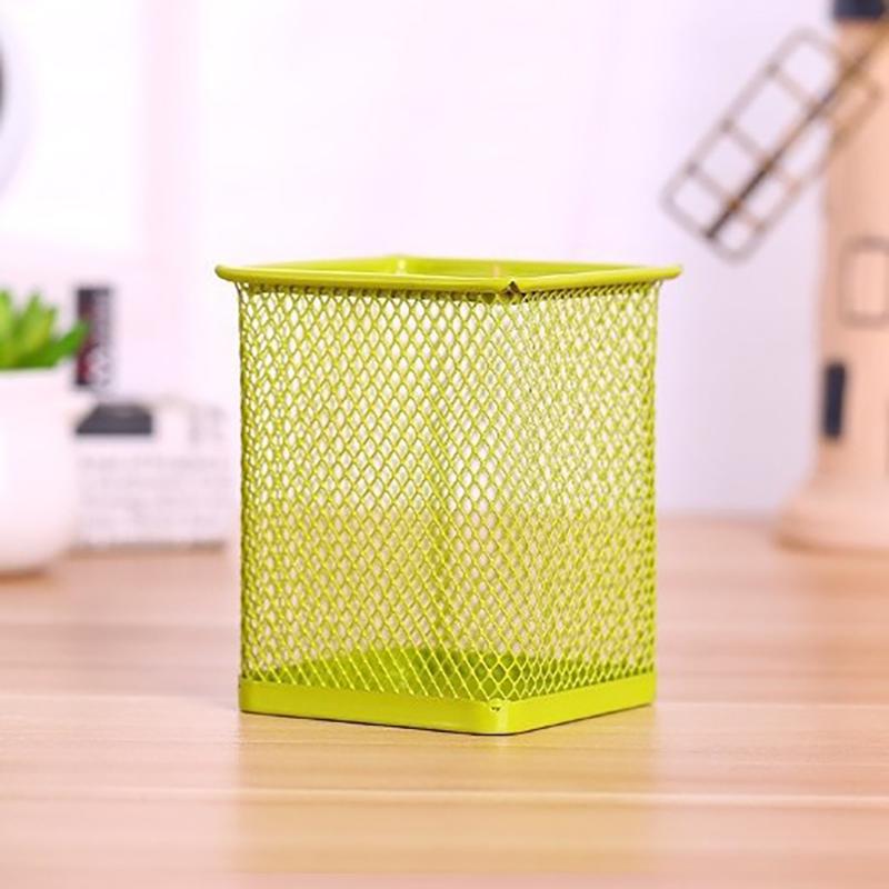Multifunction Round/Square Mesh Pen Pot Multicolor Pen Holder Desk Tidy Stationery Organiser Pencil Storage Stationery Organiser