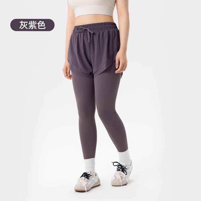 

Женские спортивные штаны большого размера, имитация двух предметов, со встроенными карманами, для полных, непрозрачные, для йоги, с высокой талией и стройнящие, фитнес-брюки 2XL (recommended 150-87.5 kg)