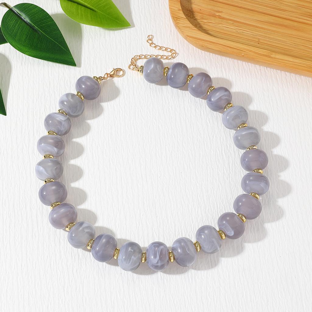 Maillard Oval Resin Beads Choker Necklace for Women Jewelry Accessories