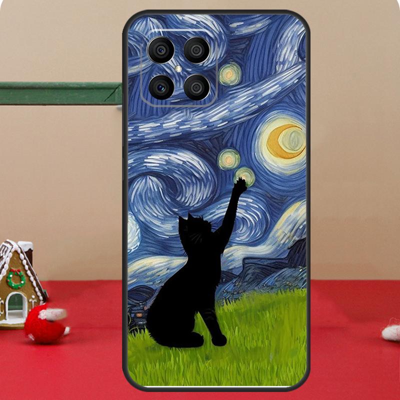 

Чехол с картиной Ван Гога «Звездная ночь» для кошки для Honor Magic 7 Lite 5 6 8 Pro Honor 400 200 50 70 90 X8c X8a X8b X9a X9b X9c Обложка Honor X8c