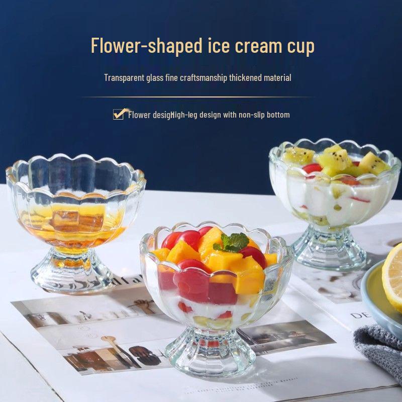 Minimalist Glass Dessert and Yogurt Cup for Salads and Ice Cream