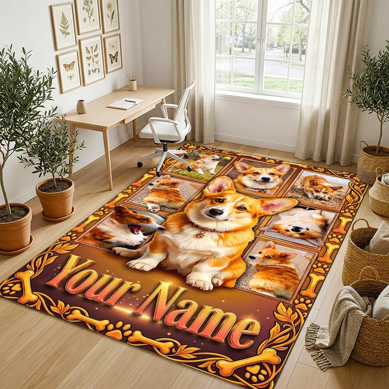 Decorative Artwork Theme Crystal Velvet Rug Personalized Custom Name Text Soft Floor Mat Home Decor