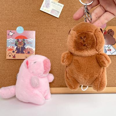 Boneca Capivara Estilo Fofo Puxar Corda Abanando Cauda Brinquedo Desenho Animado Pelúcia Capivara Boneca Pingente de Bolsa