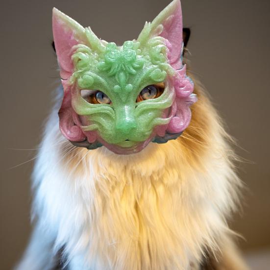 Fox Masque Plastic Fox Cat Animal Cosplay Half Face Masque for Halloween Masquerade Party Costume Accessory