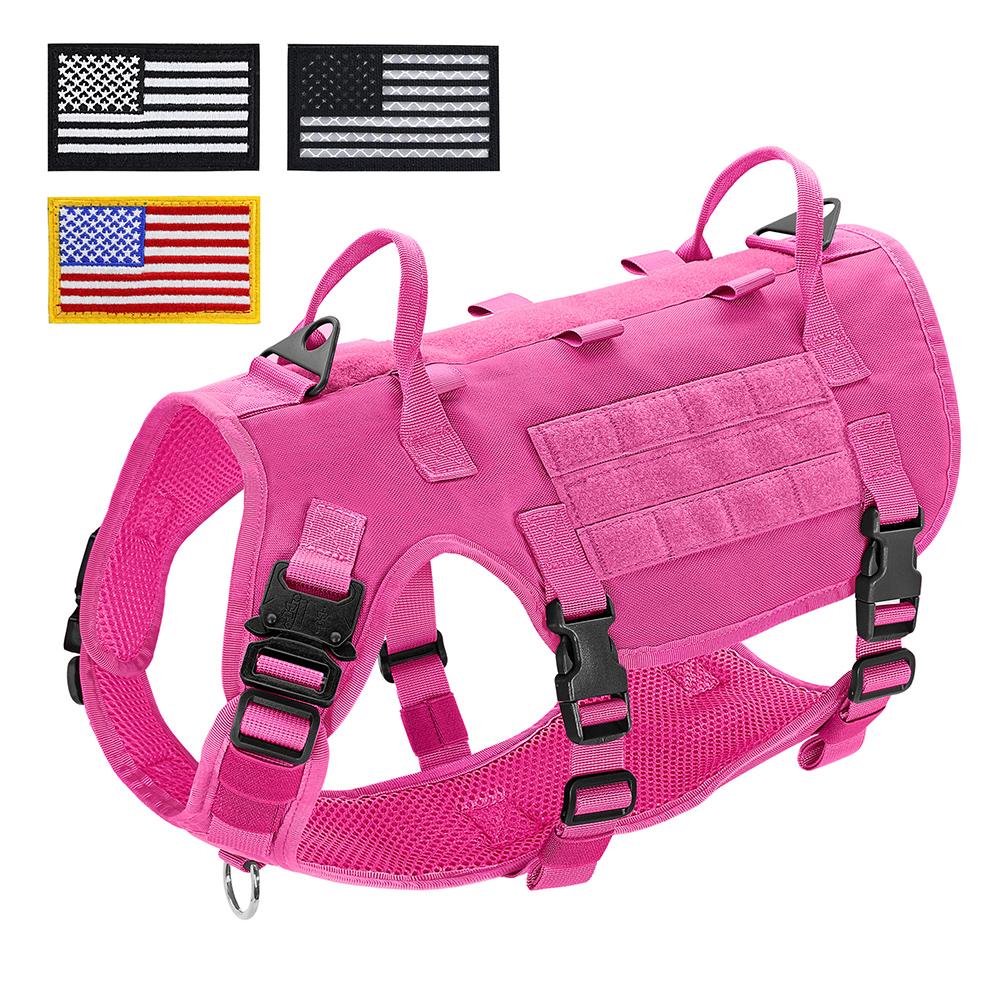 

Nylon Tactical Dog Harness Military Dogs Vest Durable Pet Training Harnesses with Flags for Medium Large Dogs Golden Retriever S
