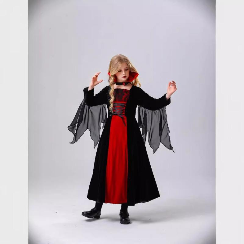Halloween New Children's Vampire Queen Witch Devil Dress Party Stage Costume