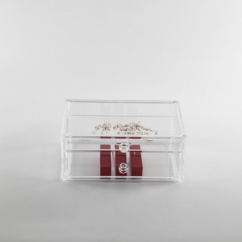 Diamond-Studded Transparent Acrylic Organizer for Jewelry, Makeup, and Skincare.
