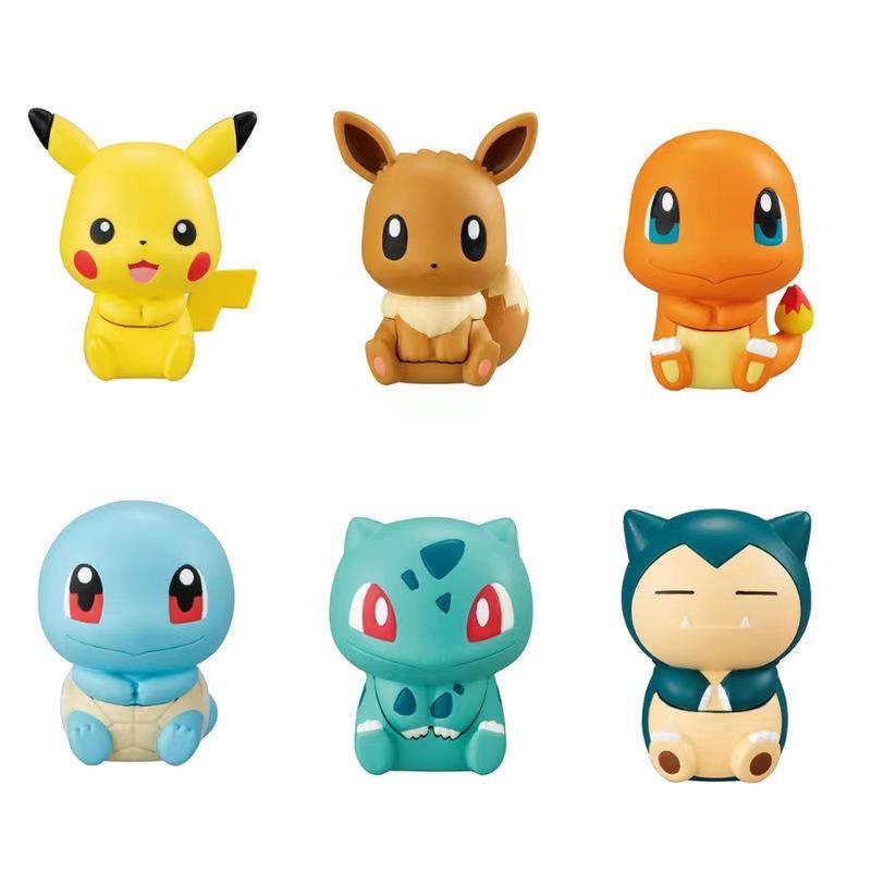 1Set/6pcs Gashapon Toys Pikachu Espeon Charmander Eevee Snorlax Jolteon Flareon Cute Figure Clip Action Model Toys 3cm