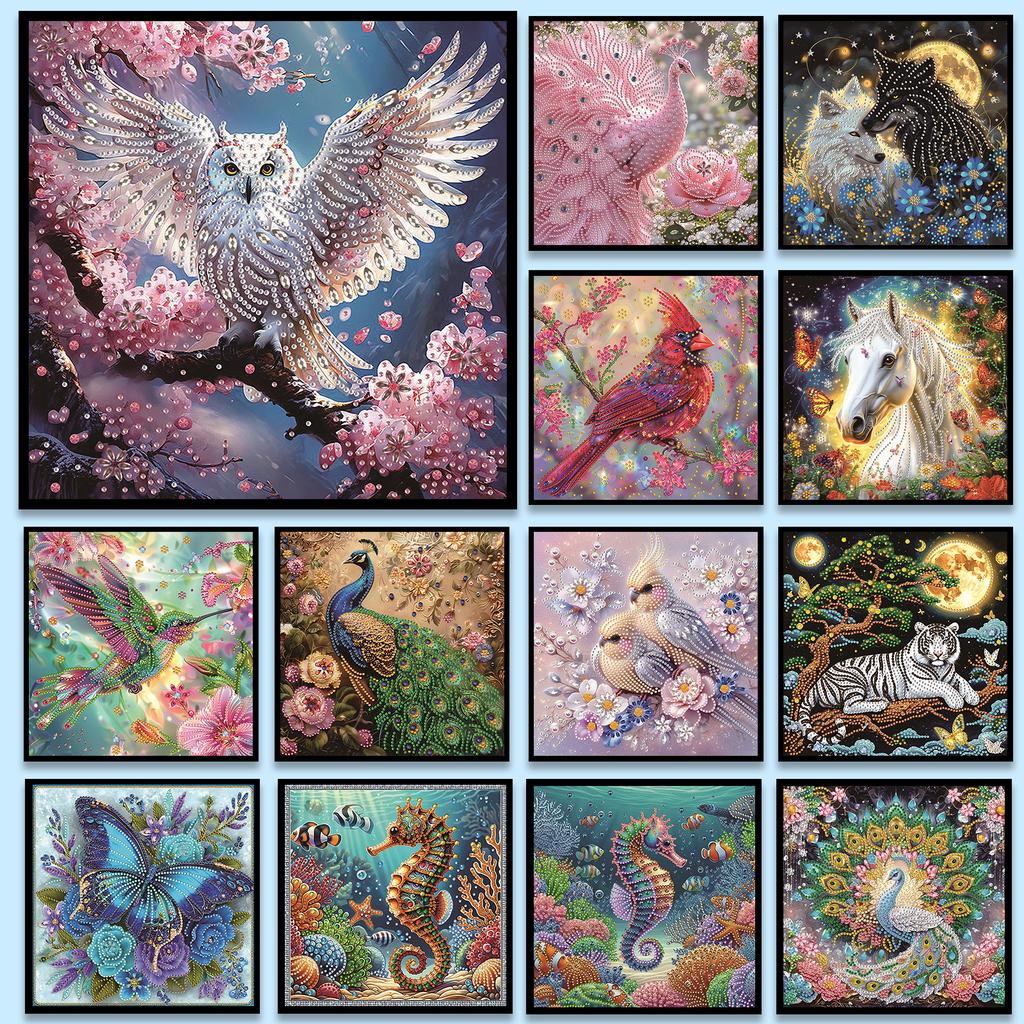Animal Special Shaped DIY Partial Drill Diamond Art Kit for Adults Beginners Home Decor Diamonds Dots Gem Art Kits 11.81x11.81in