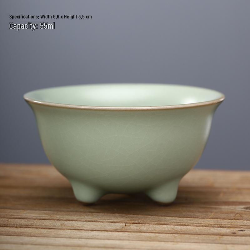 Ru Kiln Master Crackled Porcelain Tea Tasting Cup - Ceramic Kung Fu Tea Set and Business Gift