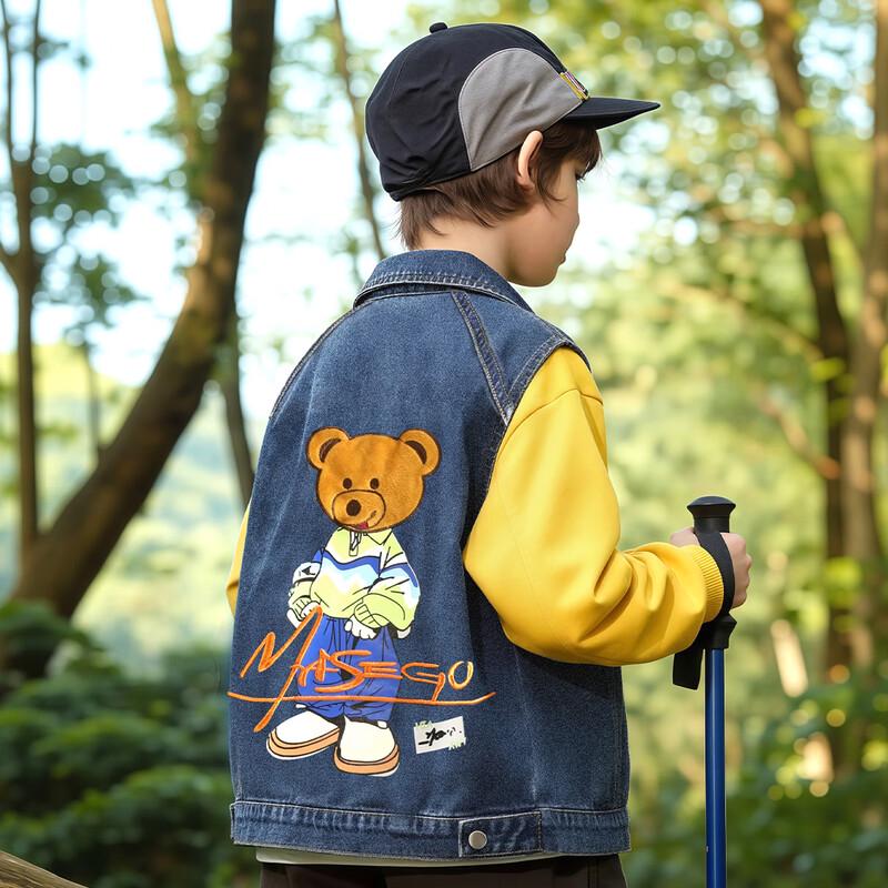 Xiaohu Patty Boys' Bear Embroidered Denim Vest