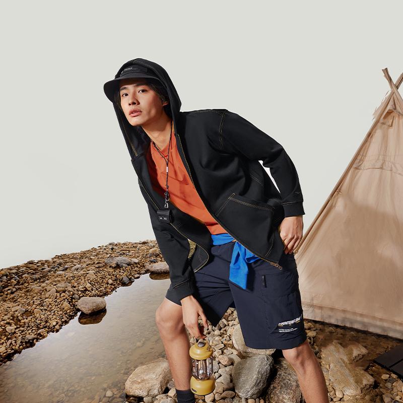 Li Ning CF Pure Color Casual Sports Zip-Up Hoodie Loose Long Sleeve Jacket Unisex jackets AWDU807-3