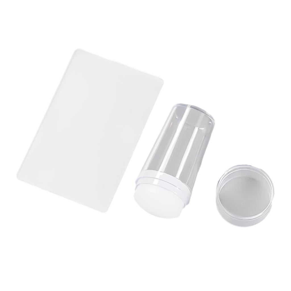 Transparent Nail Stamper with Scraper Silicone Stamp for French Nails Manicuring Kits Nail Art Stamping Tool