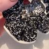 2Pcs Hair Tie High Elasticity Non-Slip Soft Chiffon Fabric Hair Rope with Imitation Pearl Design Floral Print Bun Half-Tied Hair Accessories