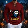 Men's Vintage Halloween Print Lace-Up Long Sleeve T-Shirt