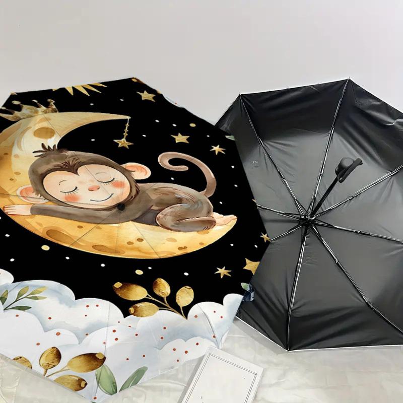 1PC Monkey Clouds Umbrella-8-Rib Reinforced, Automatic Open, Lightweight & Durable, Fashion Accessory for Outdoor, H0366