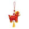 Auspicious Animal Hanging Charm Chinese New Year Sheep Plush Ornament, Traditional Embroidery Lamb Red Fabric Decor Pendant with Tassel, Zodiac Mascot