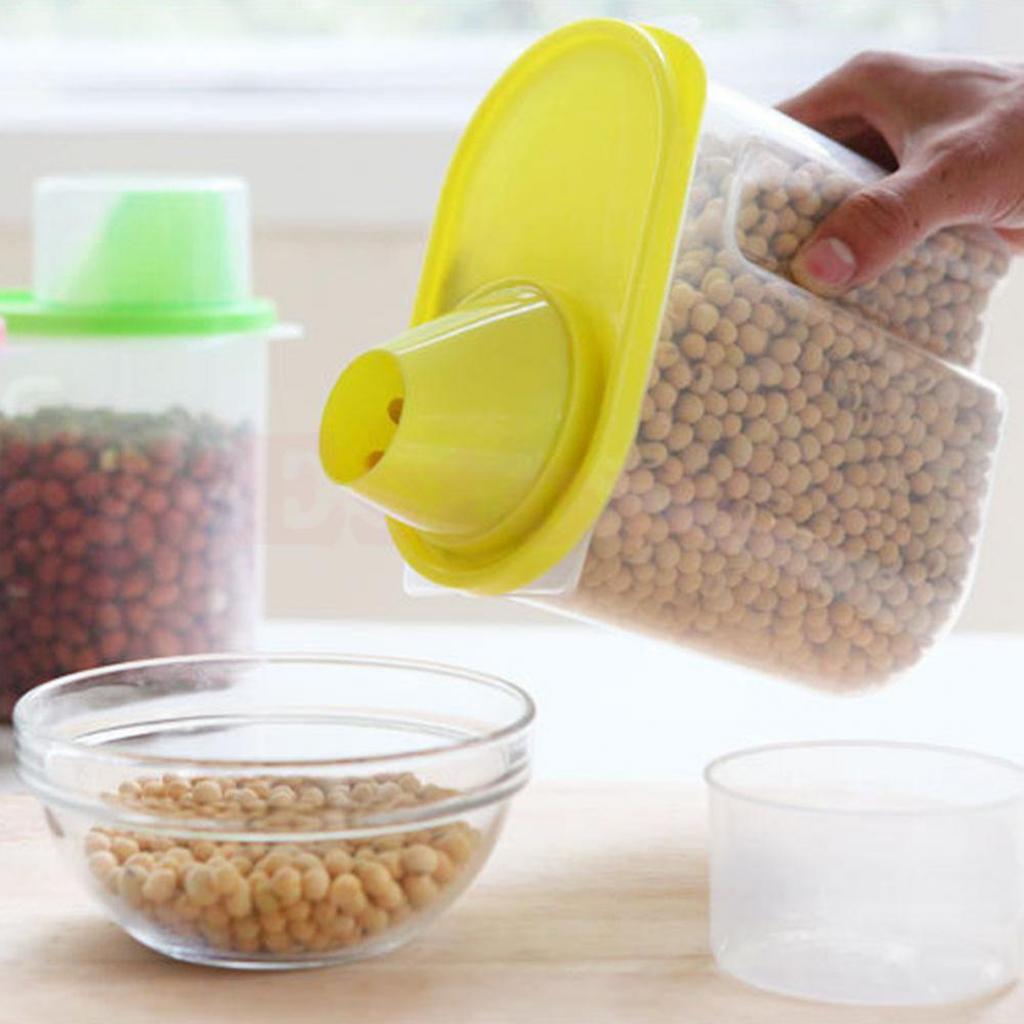 Home Kitchen Cereal Dispenser Candy Food Storage Box Containers Bins , 1.9L Pink