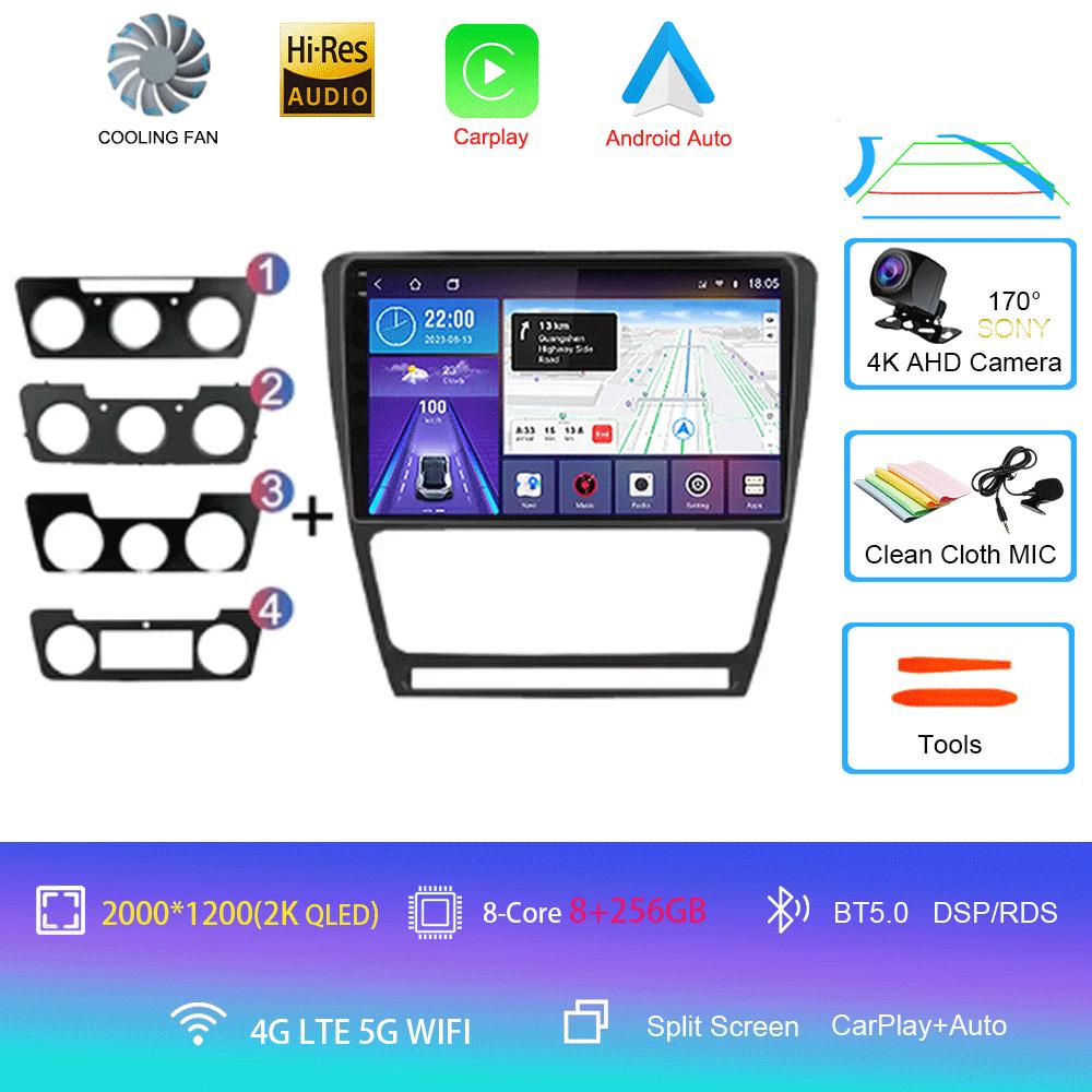 Android 14 Car Radio for Skoda Octavia 2 A5 2004 - 2013 Multimedia Video Player Navigation Stereo DVD Carplay Audio Head Unit