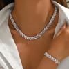Personalized Willow Leaf Diamond Bracelet Necklace Set Glitter Full Diamond Banquet Party Jewelry